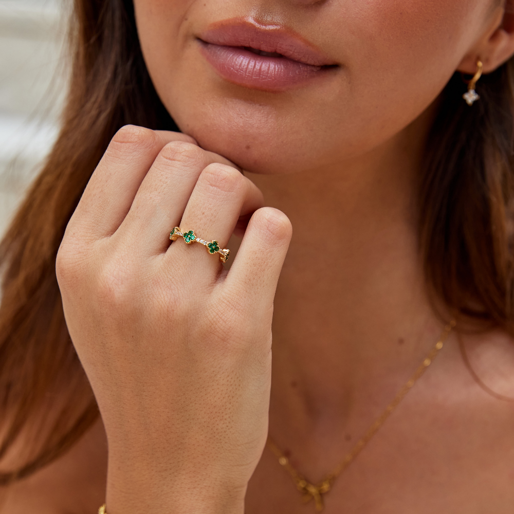 Luck - Cloverleaf Crystal Ring