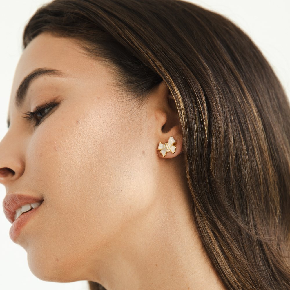 Crystal White Hoop Earrings