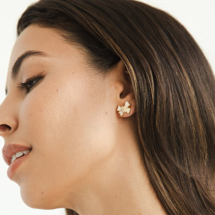 Crystal White Hoop Earrings