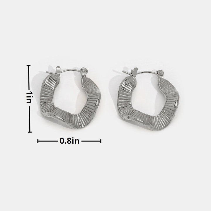 Geometric Wave Silver Hoops