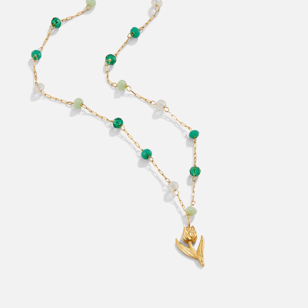 Golden Tulip Bead Necklace