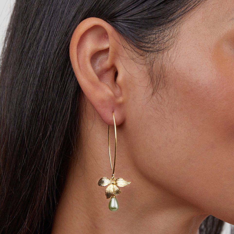 Jade Pearl & Blossom Drop Earrings