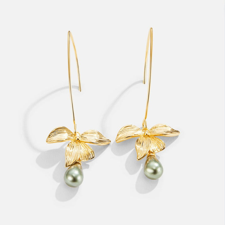 Jade Pearl & Blossom Drop Earrings