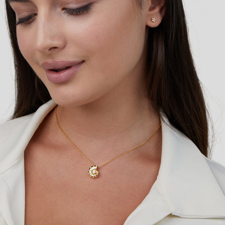 Luca Crystal Shell Pendant Necklace