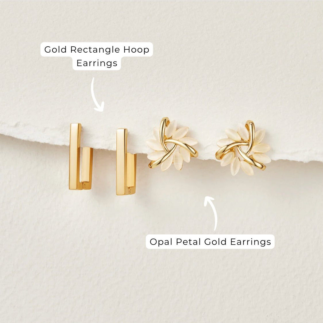 Opal Flower Gold Earrings