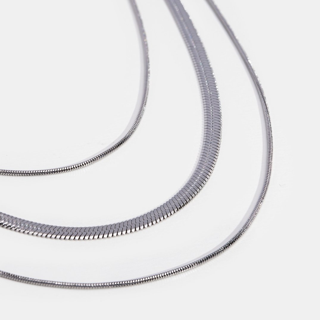 Silver Multi-Layered Chain Necklace