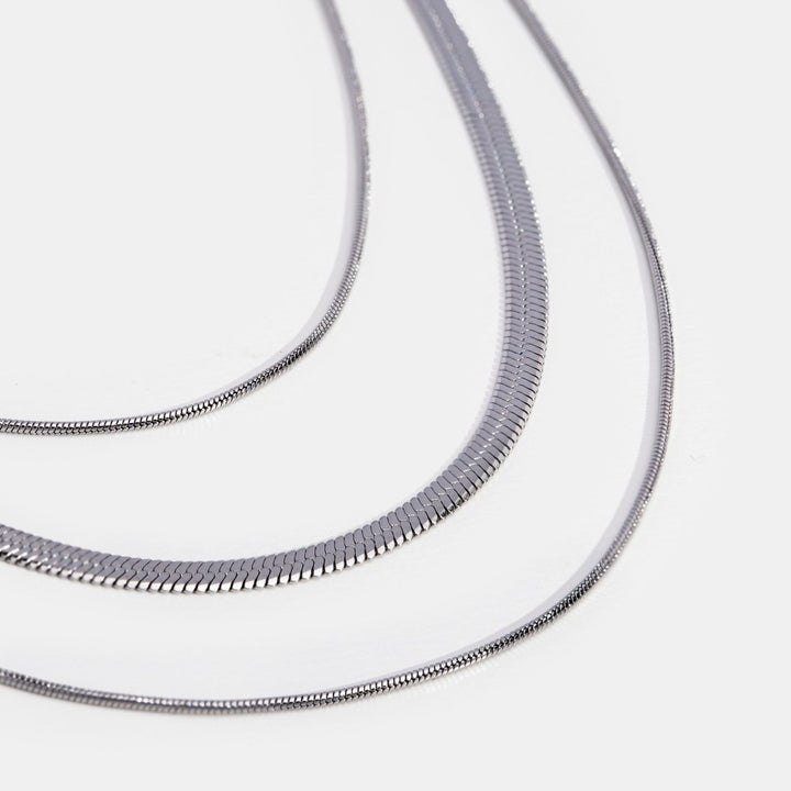 Silver Multi-Layered Chain Necklace