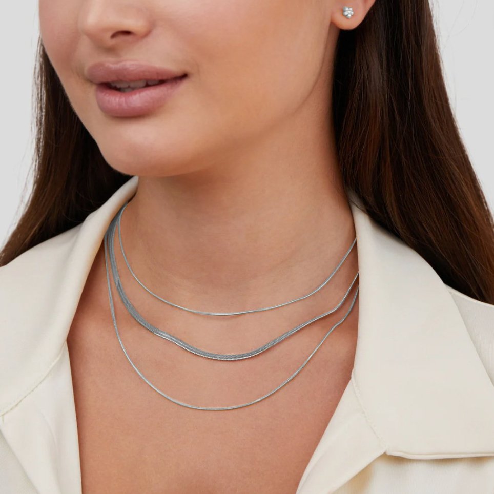 Silver Multi-Layered Chain Necklace