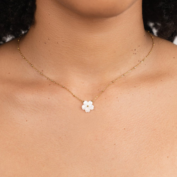 White Flower Blossom Necklace